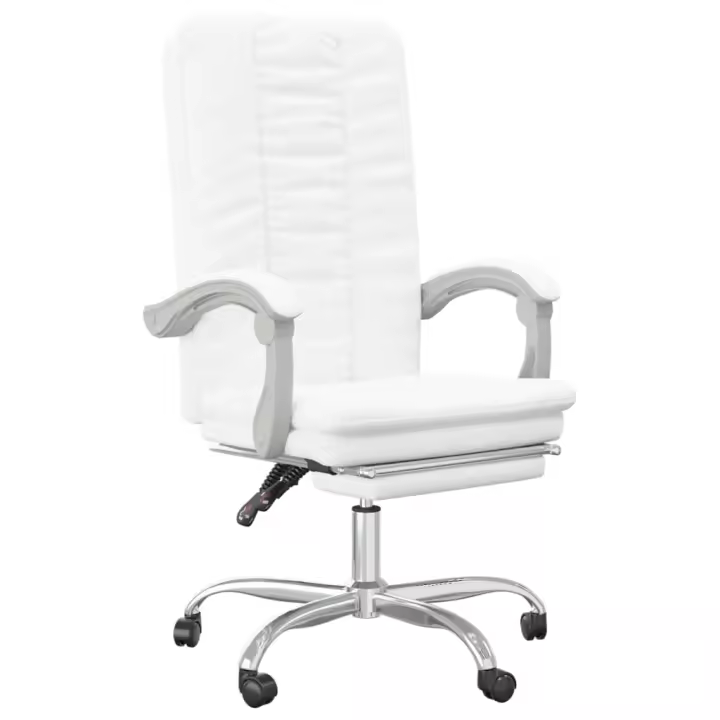 Silla de Oficina reclinable de cuero sintético Blanco - 1