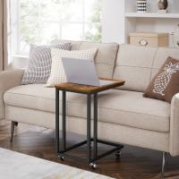 Mesa auxiliar moderna con ruedas y pies ajustables, ideal para dormitorio, fácil de montar, marco de acero, en blanco crema o negro ébano - details 14