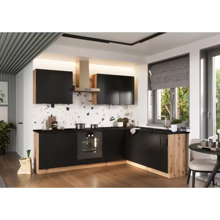 Muebles Cocina completa en L 200 260 cms color Negro mate ref-43 - 1