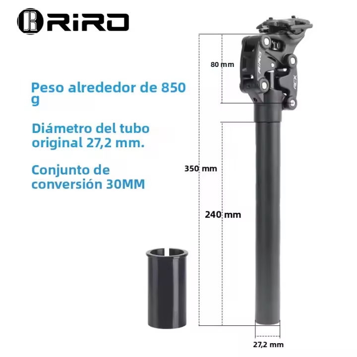 RIRO RCX Sillín De Bicicleta Con Suspensión Postura De Sillín De Viaje 50MM 350mm*27.2mm/28.6/30.0/30.4/30.9/31.6/33.9mm Para Bicicleta De Montaña Tubo De Sillín - 1