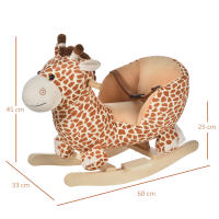 HOMCOM Caballito Balancín Bebé +18 Meses Balancín Peluche Madera con 32 Canciones Cinturón de Seguridad Girafa de Peluche 60x33x45cm - details 2