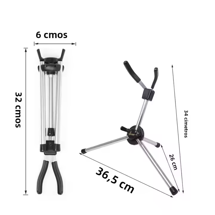 Soporte Tripode Plegable Portátil Para Saxofón Alto Tenor Soprano SLADE Accesorios De Instrumentos De Viento De Plata Material De Acero Inoxidable + Goma - 1