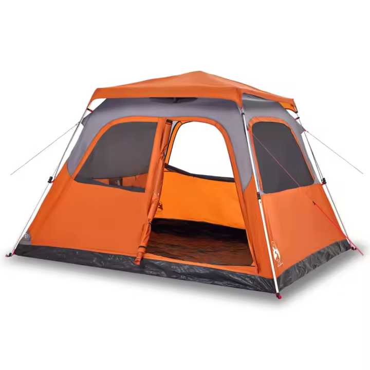 vidaXL Tienda de campaña iglú 6 personas apertura rápida gris/naranja - 1