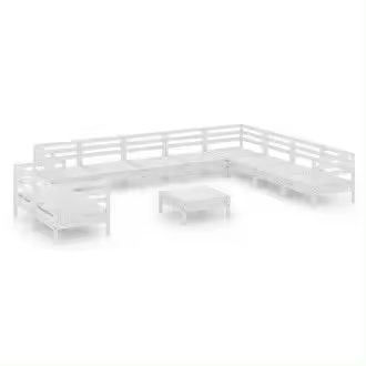 VIDAXL 3083200 conjunto de muebles de pino para jardín de 11 unidades color blanco sin cojines vida xl - 1