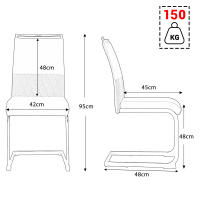 Moderna Silla de Comecoo Juego de 2, PU de cuero de imitación y respaldo de Lino, respaldo Alto tapizado Sillas laterales, Comedete, Cocina, sillas de Oficina de invitados con diseño de Rayas cruzadas espaldas - details 4