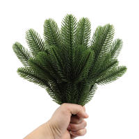 6Pcs/Pack Ramas De Pino Navideñas Artificiales Para Adornos De Casa Y Árbol De Navidad Decoración De Año Nuevo Blanco Y Verde - details 10