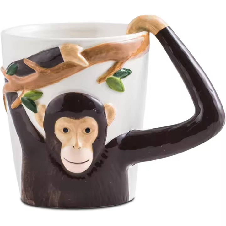 Taza de Mono,Taza Divertida del Mono,Taza de desayuno Mono,Taza de café Mono, con Asa de Brazo de Mono,Regalos Originales para Familiares Amigos y Cumpleaños Infantiles (Mono) - 1