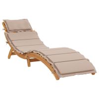 vidaXL Tumbona con cojín madera maciza de acacia Marrón, Gris oscuro, Crema Sillas de Exterior Ideal para jardín, playa, piscina, terraza Tumbona Piscina Tumbonas Playa Tumbonas Jardín Exterior - details 0