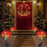 Lámpara Solar De Navidad En Forma De Flor Roja Decoración De Jardín Y Césped Con Luz LED De Color Calido Flor Poinsettia - details 3