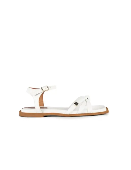 Popa Naxos Sandalia Plana Mujer Blanca Piel Vegana - 1