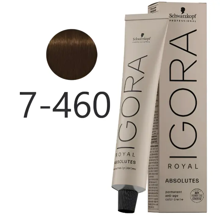 SCHWARZKOPF IGORA Royal Absolutes 7-460 Rubio Medio Beige Chocolate Natural Cuidado del Cabello 60 ml - 1