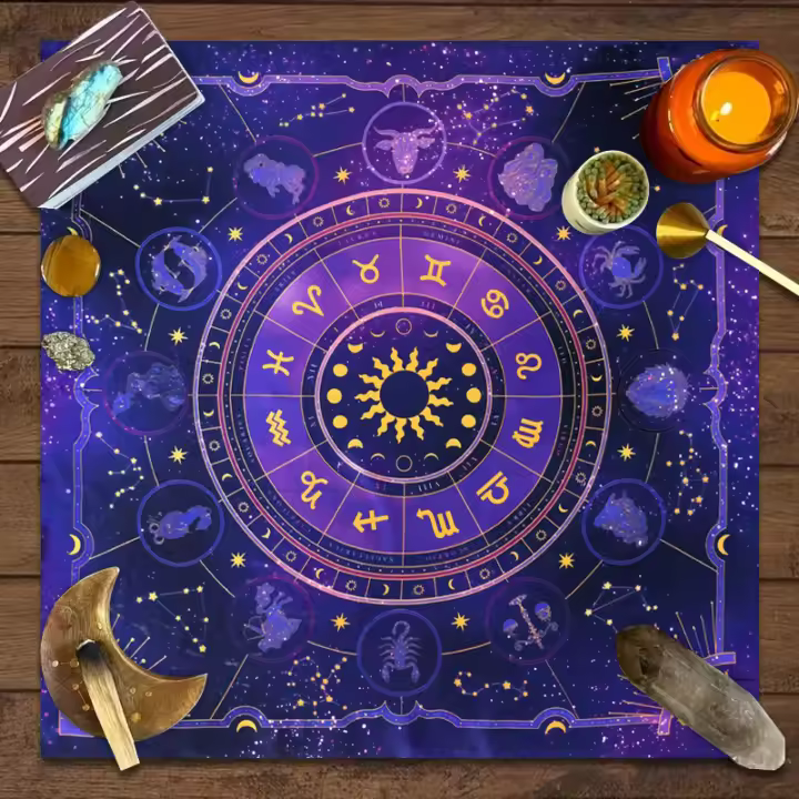 Mantel De Tela Para Cartas De Tarot 1pc Alfombra De Acrílico Para Juego De Tablero Prophecy Astrología Zodiac Altar Cloth - 1