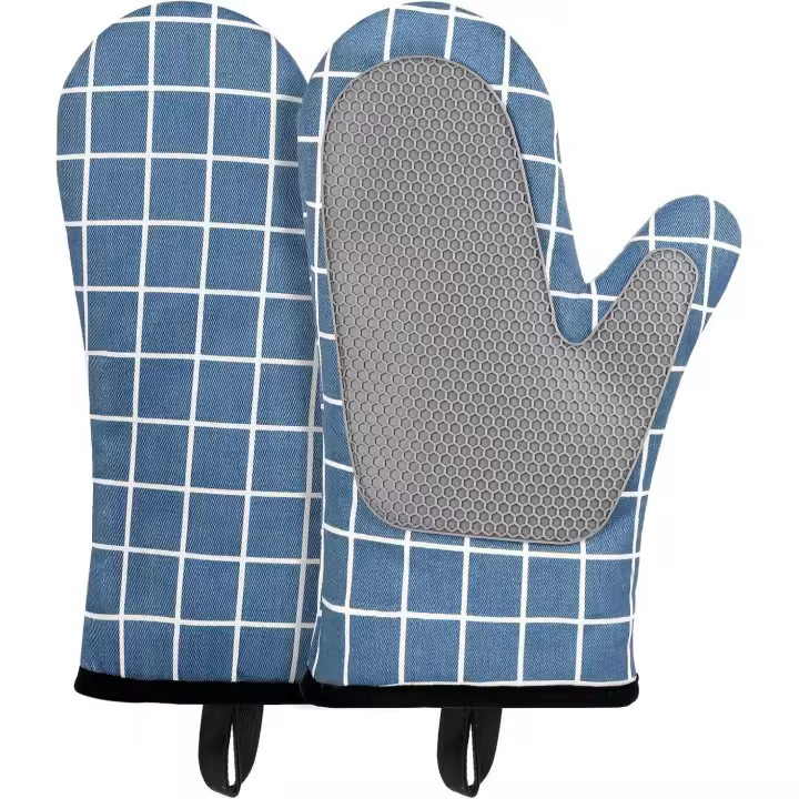 Micacorn Guantes Horno, Manoplas de Horno Guantes de Silicona y Algodón Resistencia al Calor un par, Diseño Antideslizante de Silicona, para Hornear Cocinar Barbacoa Microondas, Parrilla (Gray) - 1