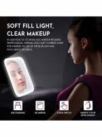 Espejo De Maquillaje LED Con Ajuste De Brillo Y Giratorio Incluye Almacenamiento Y Cargador USB Para Tu Rutina De Belleza - details 2