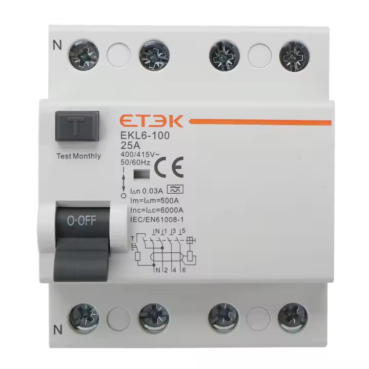 Diferencial Superinmunizado Trifásico 4P (3P+N) 25A 30mA y 6kA. Clase A SI. Interruptor Diferencial RCCB Super Inmunizado. Disyuntor RCCB 4P 25A 30mA - 1