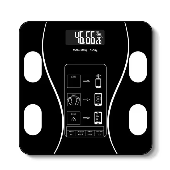 Escala De Peso Corporal Inteligente Digital Sin Cable Escala De Baño Para El Hogar Con Análisis De Composición Corporal Vidrio Resistente Cuadrado Hasta 150KG - 1