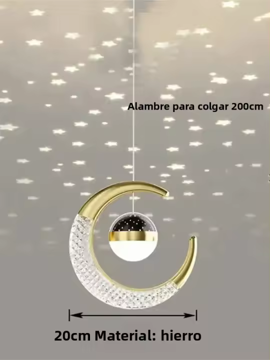 Modern Chandelier De Lámpara De Vidrio Translúcido Alta Calidad Ajustable Para Decorar Comedor Y Dormitorio Estilo Luna Dorada - 1