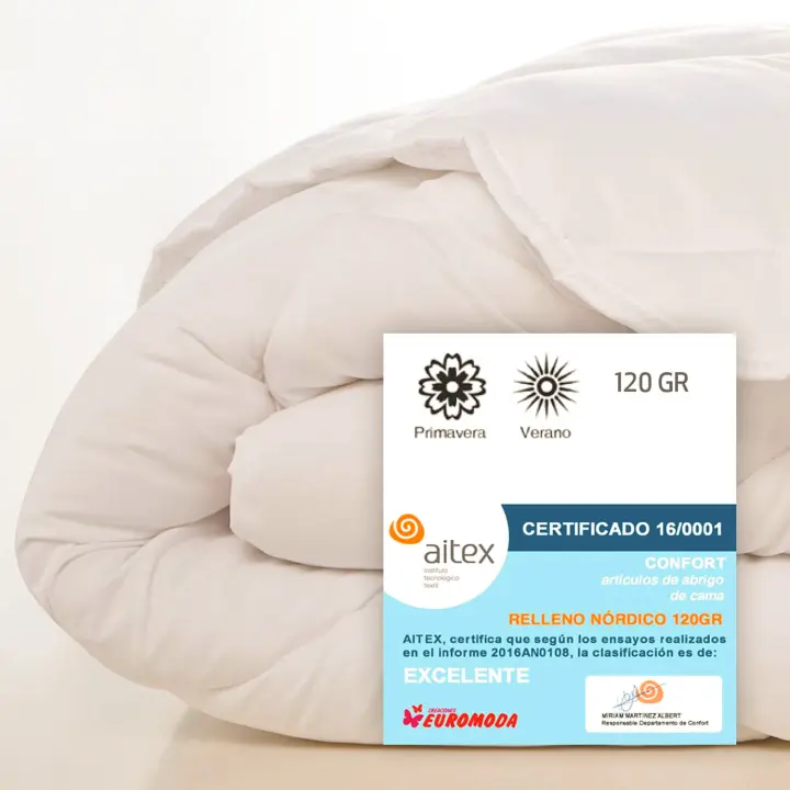 NATURALS - Relleno Nórdico Microfibra - Cuatro Gramajes Disponibles 120/300/400/250+120 Gramos con Tacto Pluma - Acolchado Gran Confort, Antialérgico, Transpirable y Extrasuave - Cama 90/105/135/150/180 - BLANCO - 1