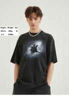 Camiseta De Algodón Retro Lavado En Negro Para Hombres Y Mujeres Estilo Hip Hop Streetwear Con Diseño Misterioso Mano Oversized Tees Casuales Para Primavera Y Verano - details 3