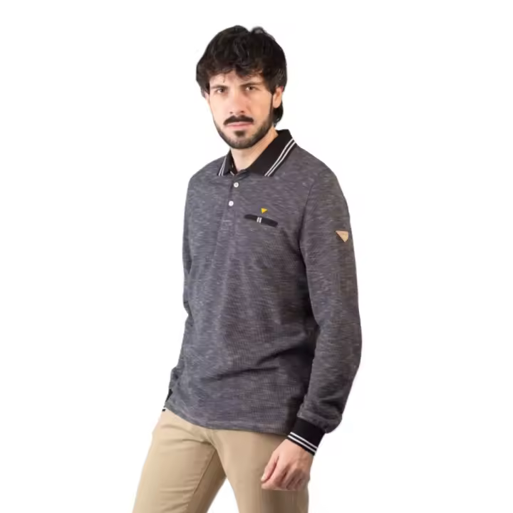 Polo Privata hombre con bolsillo PRI2627 japeado negro - 1