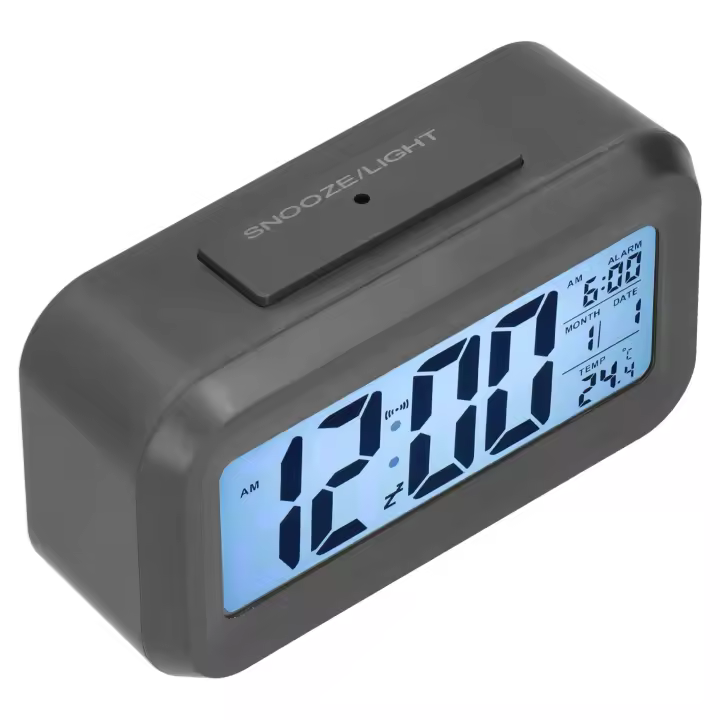 Reloj Despertador Digital LED Pantalla Grande Negro - 1