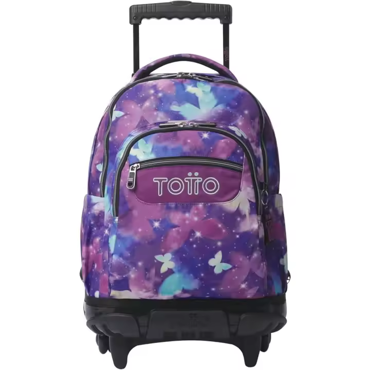 TOTTO Mochila Escolar con Ruedas Renglones – Estampado Star Butterfly Glitter | 26,21L | Porta PC 14” | Ruedas Reforzadas | Manija Telescópica | Eco RPET | Correas en S | Ergonomía y Estilo para el Día a Día - 1