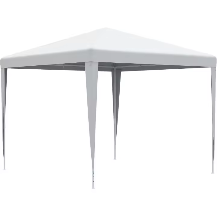 Carpa Barnum de jardín dim. 2,7 x 2,7 x 2,54 m metal epoxi lona PE alta densidad, color blanco - 1