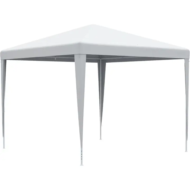 Carpa Barnum de jardín dim. 2,7 x 2,7 x 2,54 m metal epoxi lona PE alta densidad, color blanco - 1
