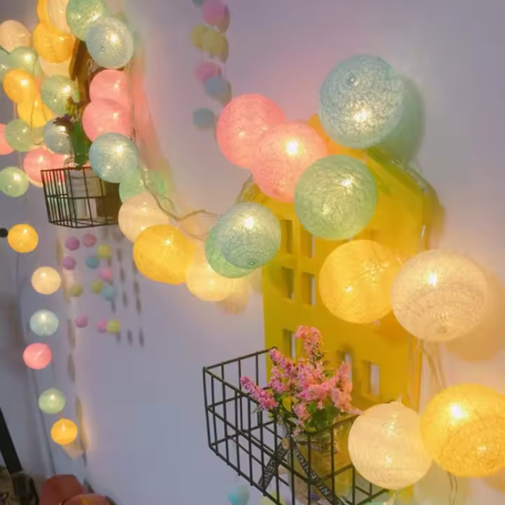 Luces De Navidad LED En Forma De Bola De Algodón Coloridas 4cm Para Decoración De Hogar Bodas Y Habitaciones Colgante Festivo - 1