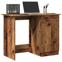 vidaXL Escritorio de madera contrachapada 100x50x76 cm en color Gris sonoma/Blanco/Madera antigua y más | estructura resistente ideal para salón dormitorio o estudio - details 2