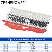 Kit De 100 Piezas De Diodos Schottky De Valor 8 1N4148 1N4007 1N5819 1N5399 1N5408 1N5822 FR107 FR207 Diodos De Interchange Rápido - details 0