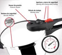 Practika Plus - Pack Exclusivo Olla Express Rápida 7.5L + Cestillo + Tapa de Cristal, Acero Inoxidable 18/10, Sensor de Presión, Inducción - details 1
