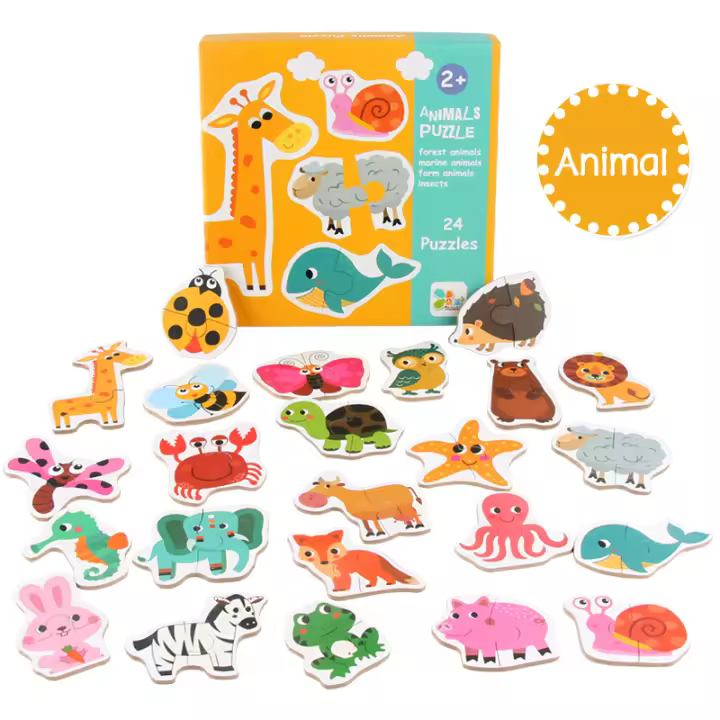 Juego De Rompecabezas De Madera Para Niños Educativo Juego De Aprendizaje Temprano Con Animales Frutas Y Tráfico Regalo Para Niños - 1