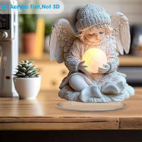 Angel 2D Plano Con Bala Luminosa De Acrílico Para Decoración De Oficina Y Sala De Estar Regalo De Cumpleaños O Invierno Con Pedestal Incluido - details 5