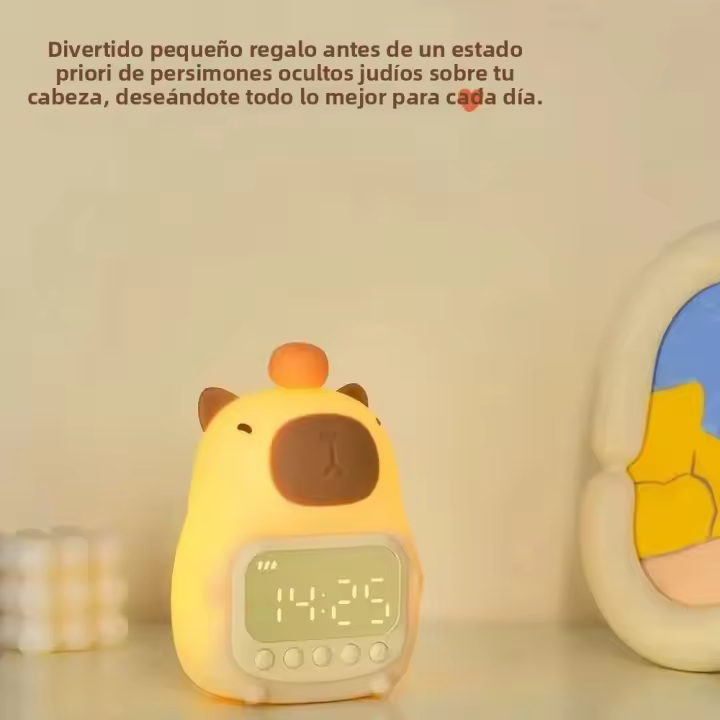 Reloj De Alarma Digital Capybara LED Con Luz Nocturna Recargable De Silicona Tiempo USB Regalo De Cumpleaños Para Niños Lámpara De Mesa Dimmable - 1