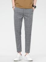 Pantalones De Correr Para Hombre 2025 Calidad Superior Rayados Cuadros De Talla Alta Largo Hasta La Rodilla Gris Negro Pantalones Rectos Estilo Coreano - details 8
