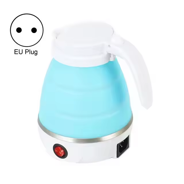 Mini hervidor de agua eléctrico de silicona plegable, tetera silicona portátil, calentador de agua, viaje al aire libre, hogar, camping, tetera de agua, té, café, 0.6L, 600W, 3 colores a elegir. - 1