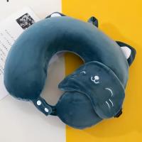 Almohada De Cuello Con Memoria De Espuma Suave Y Cómoda Con Mascarilla Para Ojos - Alta Elasticidad Cubierta Removible Para Viajes Y Hogar - details 0