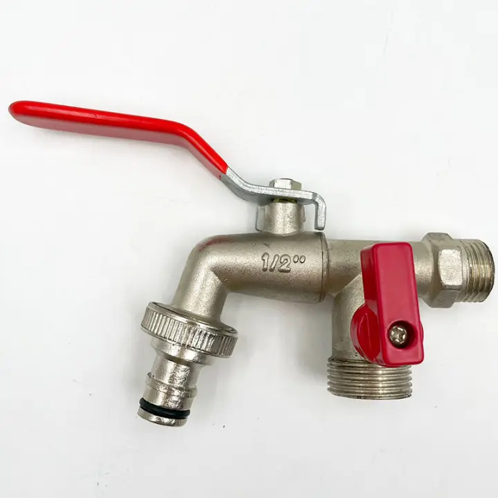 Grifo De Jardín Con Doble Cabeza De Latón 1 Entrada 2 Salidas Conector De Agua Para Balcones Y Jardines Resistente a La Presión ≥850 kPa - 1