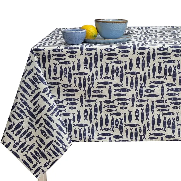 manteles mesa, mantel, Textil de cocina y mesa, mesa comedor, mantel mesa rectangular, Fácil de limpiar,Mantel de tela lavable, Tela de mantel por metros, Impermeable, Para el cocina y comedor, Animales, peces, peces azules, 210853-5 AQUARIUM 500. - 1