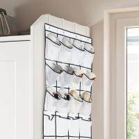 Organizador de zapatos colgante para puerta con 24 bolsillos grandes, de malla, para hombres y mujeres, color blanco - details 0