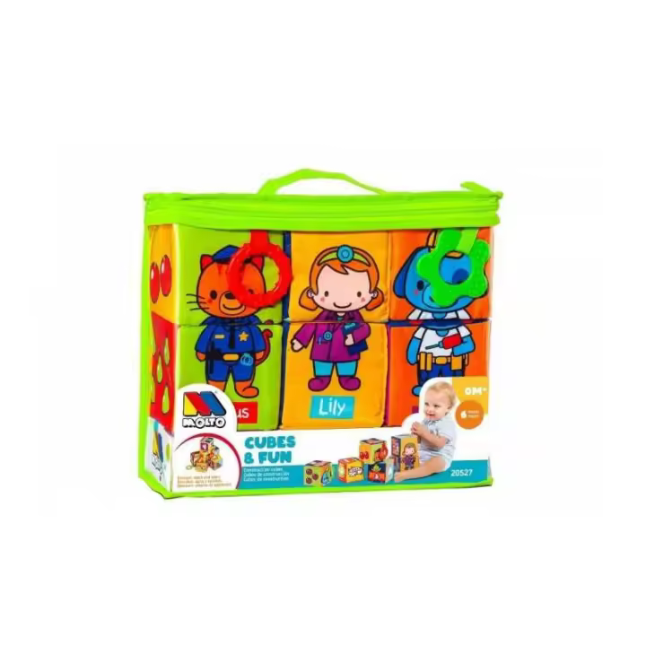 BOLSA CUBOS APRENDIZAJE 6 PIEZAS APILABLES INFANTILES DE MOLTO - 1
