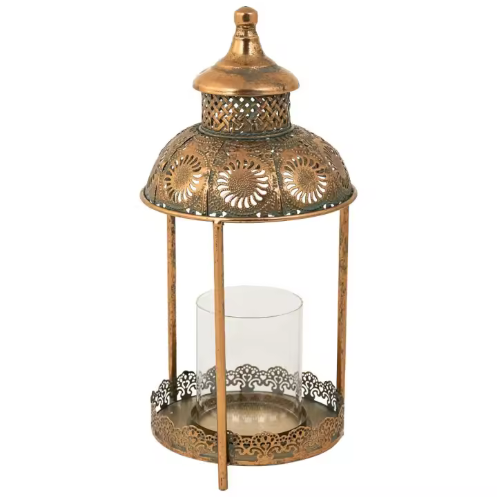 WANDERLUST DECO Portavelas de Metal Dorado 19.5x19.5x42h Cm - Agrega Brillo a Tu Espacio - 1