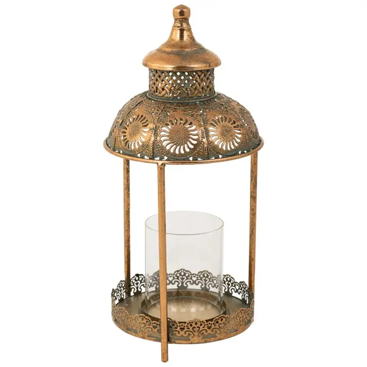 WANDERLUST DECO Portavelas de Metal Dorado 19.5x19.5x42h Cm - Agrega Brillo a Tu Espacio - 1