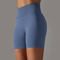 Shorts De Yoga De Cintura Alta Con Control De Abdomen Leggings De Fitness Con Rayas Resistentes Al Agachamiento Shorts De Entrenamiento Sin Costuras - details 6