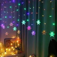 Luces De Navidad En Forma De Copo De Nieve 8 Modos Guirnalda De Ventana LED Icicle Fairy 2024 EU-Plug Decoración Para Año Nuevo 2025 - details 4