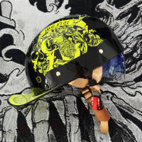 Casco De Béisbol Retro De La Calle Con Lentes Azules Para Hombres Y Mujeres Casco Medio De Moda Exterior Para Scooter - details 1