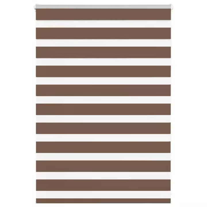 vidaXL Estor cebra marrón tejido poliéster en dimensiones 100x200 cm/105x100 cm/105x150 cm y más | protección solar decorativa para ventanas hogar oficina dormitorio fácil de instalar - 1
