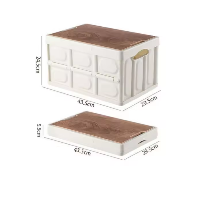Caja de almacenamiento plegable de plástico para coche, organizador portátil de gran capacidad para libros, juguetes, armario, estuche apilable , aspecto fresco, enfriador para exteriores con bolsa impermeable - 1
