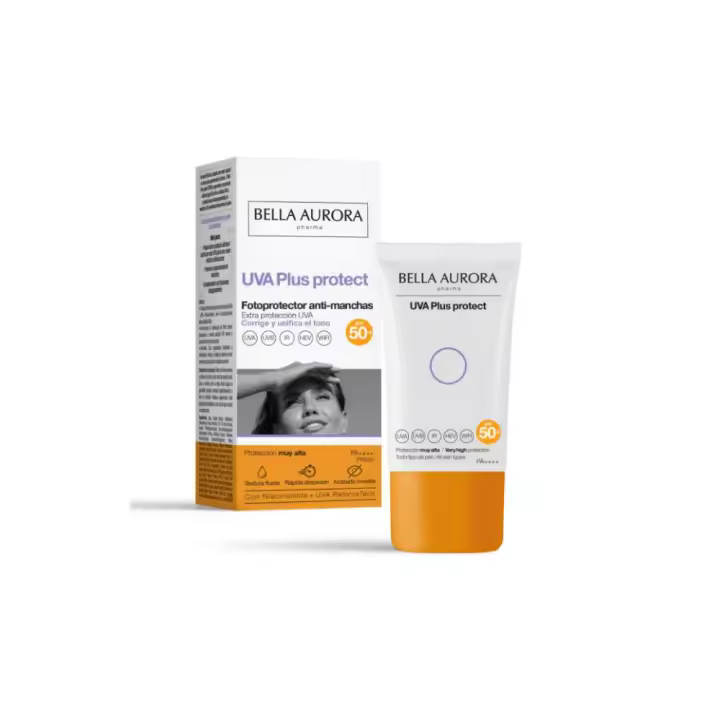 Bella Aurora UVA Plus Protect SPF50+ | Fotoprotector Facial Antimanchas, Niacinamida, Luz Azul, Piel Normal/Seca, Hipoalergénico - 50ml - 1